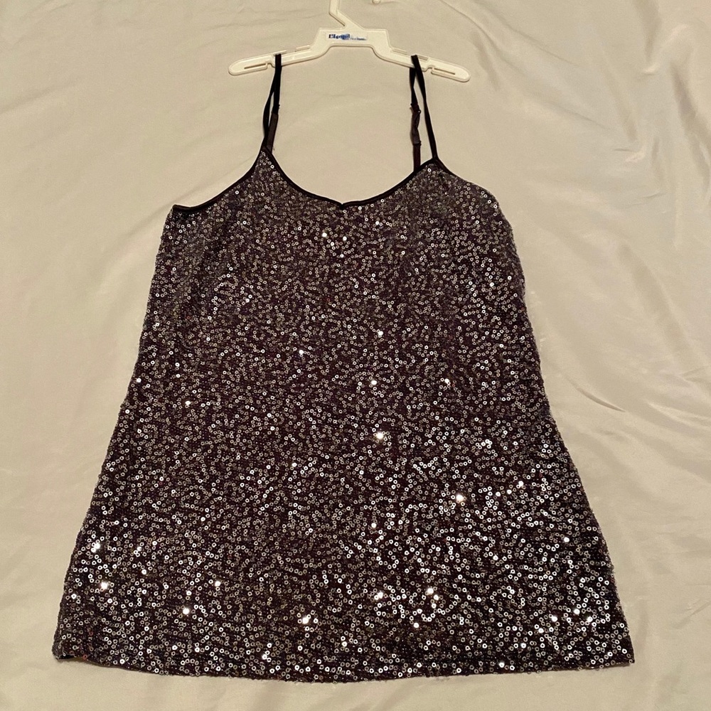 Sparkly silver tank top